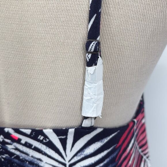 New Express Navy Blue Pink White Palm Tree Leaves‎ Print Stretch Mini Dress XS - Picture 7 of 14